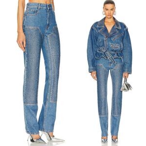 AREA Crystal Embellished Straight Leg